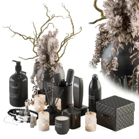 Bathroom accessory with dried plants set